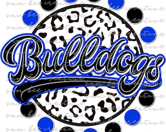 Bulldogs leopard round game day digital design / sublimation png file / instant digital download /retro cheetah pattern baseball football
