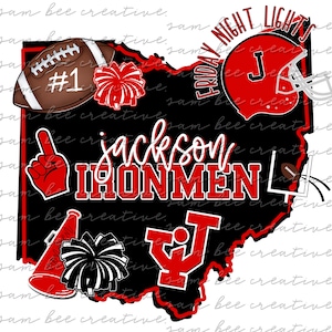 Jackson Ironmen Ohio football digital design / school spirit small town big state pride / sublimation png file / instant digital download