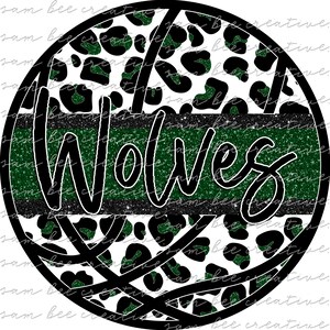 Wolves leopard basketball digital design / glitter basketball game day / sublimation png file / instant digital download / green and black