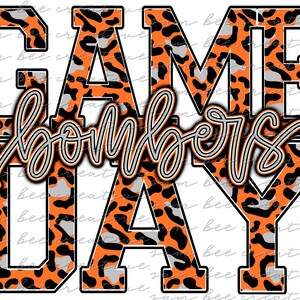 Bombers game day digital design / go bombers leopard cheetah game day / sublimation png file digital download / instant digital download