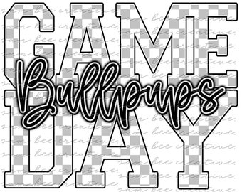 Conception numérique Bullpups game day / baseball football basketball rétro damier game day / sublimation fichier png / téléchargement numérique instantané