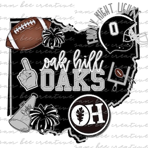 Oak Hill Oaks Ohio football digital design / school spirit small town big state pride / sublimation png file / instant digital download