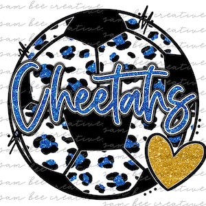Cheetahs glitter leopard soccer digital design / team school spirit game day / sublimation png digital download / instant digital download