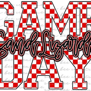 Sand Lizards game day digital design / baseball football basketball retro checkered game day /sublimation png file /instant digital download