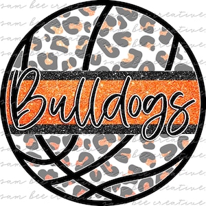 Bulldogs leopard glitter basketball game day digital design / tigers basketball / sublimation png file / instant digital download / cheetah