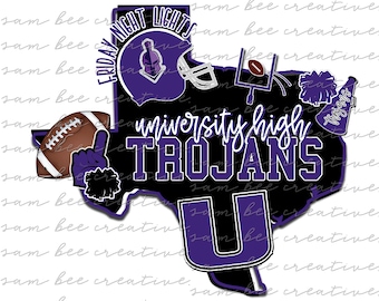 Universität High Trojas Texas Fußball digitales Design / Schulgeist Kleinstadt Zustand stolz / Sublimation png Datei / sofortiger digitaler Download