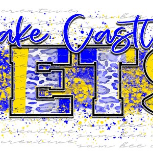 Lake Castle Jets game day digital design/ leopard cheetah splatter baseball softball football/ sublimation png file/instant digital download