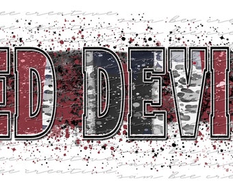 Red devils leopard brush stroke digital design / cheetah paint splatter game day design / sublimation png file / instant digital download
