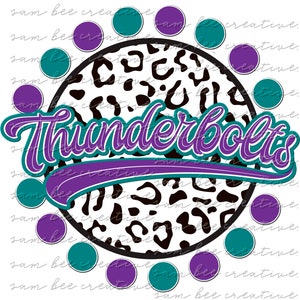 Thunderbolts leopard round game day digital design / sublimation png file / instant digital download / perfect for all sports all seasons