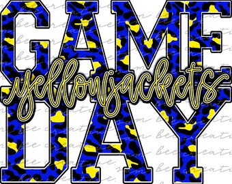 Yellowjackets game day digital designs / yellow jackets cheetah leopard / sublimation png file / instant digital download / team spirit