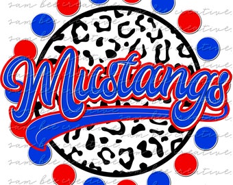 Diseño digital del día del juego de los Mustangs / día del juego de leopardo de fútbol de softbol de béisbol / archivo png de sublimación / descarga digital / descarga instantánea