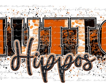 Hutto Hippos digital design / leopard brush stroke paint splatter baseball football / sublimation png file / instant digital download
