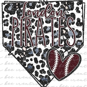 London Pirates glitter home plate digital design / baseball softball cheetah leopard / sublimation png file / instant digital download