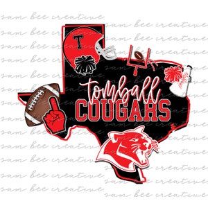 Tomball Cougars Texas football digital design / school spirit small town big state pride /  sublimation png file / digital download