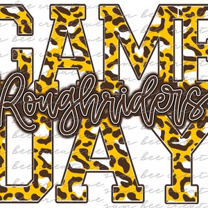 Roughriders Game Day digital design / football softball baseball leopard cheetah / sublimation png file download / instant digital download