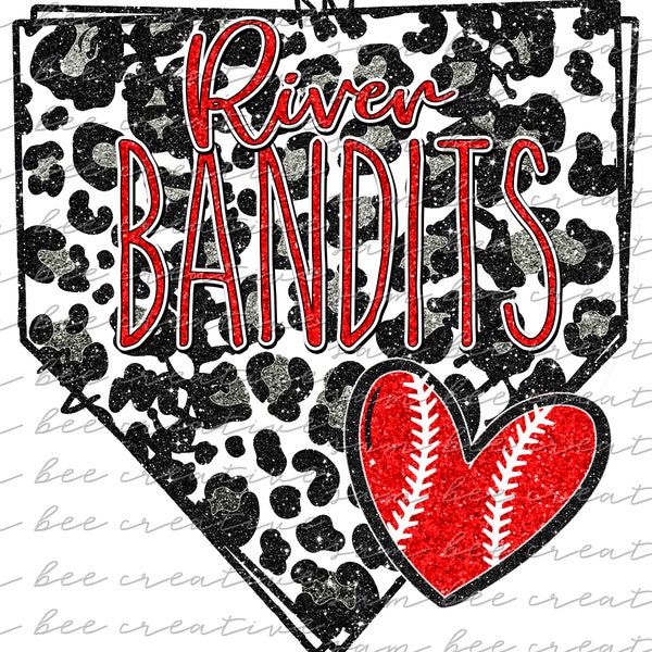 River Bandits glitter home plate digital design / baseball softball cheetah leopard / sublimation png file / instant digital download