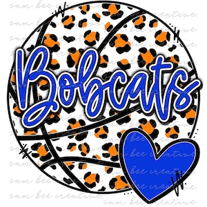 Bobcats leopard basketball digital design / cheetah basketball game day / sublimation png file / instant digital download /royal blue orange