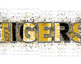 Tigers black and gold game day digital design / football school spirit leopard cheetah / sublimation png file / instant digital download