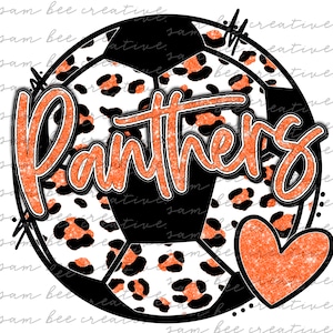 Panthers glitter leopard soccer digital design / team love heart game day / sublimation png digital download / instant digital download
