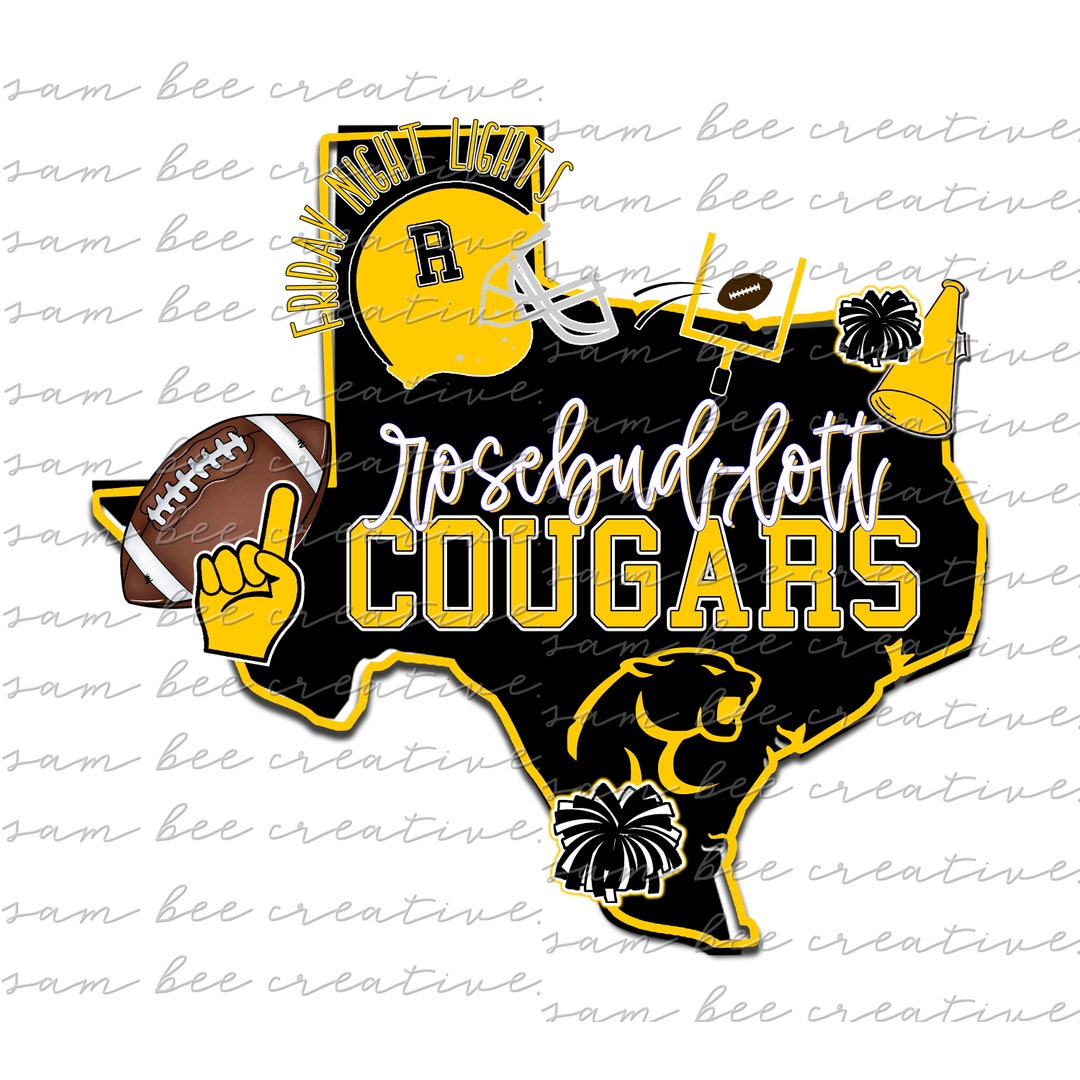 Rosebudlott Cougars Texas Football Digital Design /school Spirit Small