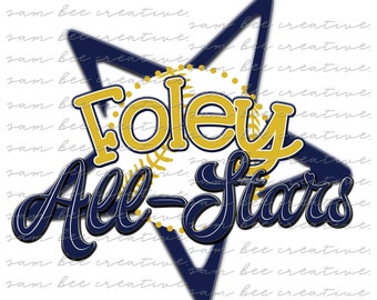 All stars baseball digital design / sublimazione png file / download digitale istantaneo / foley all-stars all stars / softball glitter game day