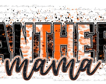 Panthers mama leopard brush stroke digital design / cheetah paint splatter game day design / sublimation png file / instant digital download