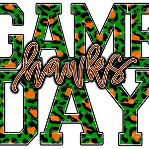 Hawks game day digital design / sublimation png file / instant digital download / leopard cheetah school spirit digital design / football
