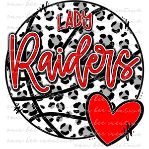 Lady Raiders leopard basketball digital design / cheetah basketball game day / sublimation png file / instant digital download / red black
