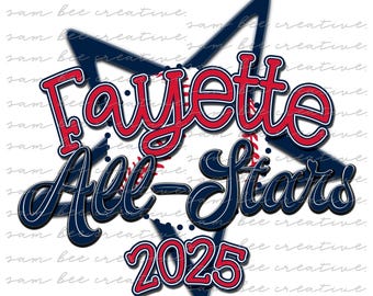 Design digitale del baseball Fayette All Stars / design del giorno della partita / file PNG DTG DTF a sublimazione / download digitale istantaneo / Fayette All Stars