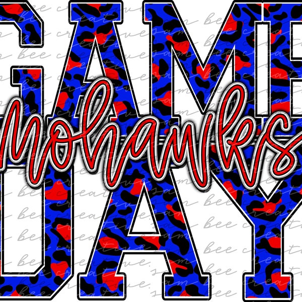 Mohawks game day digital design / baseball leopard game day / sublimation png file / digital download / customize for your team