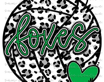 Foxes leopard volleyball digital design / foxes game day png cheetah design / sublimation png file / instant digital download