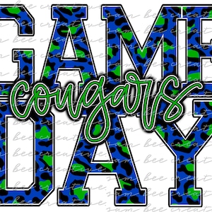 Cougars game day digital design / sublimation png file digital download / instant digital download / football basketball volleyball leopard