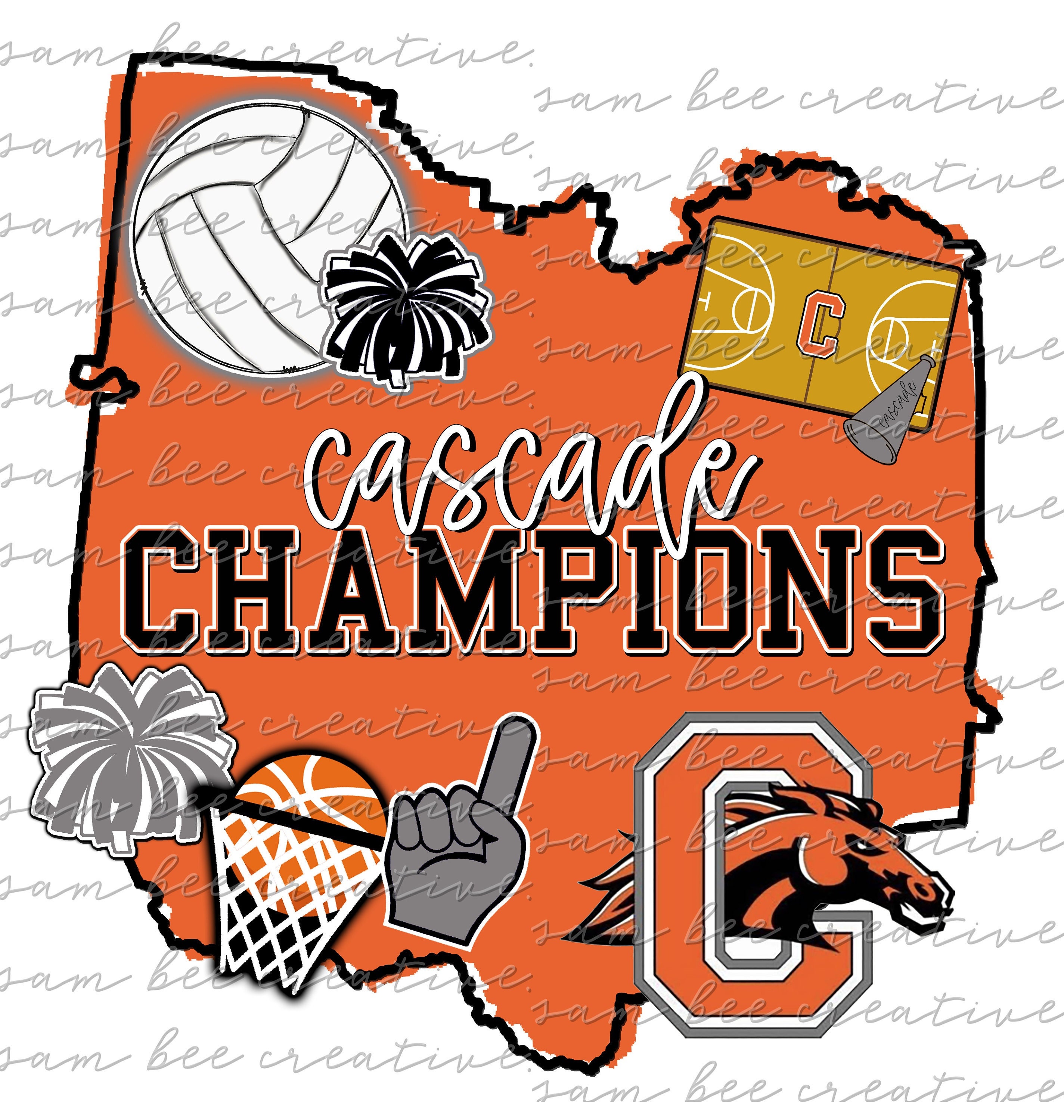 Bedford county cascade champions state pride digital design / sublimation png file / instant digital download / request your state & sports