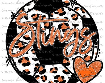 Picaduras brillo leopardo fútbol diseño digital / equipo amor corazón juego día / sublimación png descarga digital / descarga digital instantánea