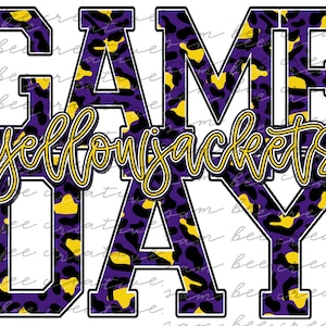 Yellowjackets game day digital design / yellow jackets baseball softball football leopard / sublimation png file / instant digital download
