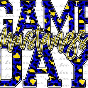 Mustangs game day digital design / football leopard game day / sublimation png file / sublimation digital download / customize for your team