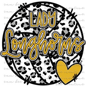 Lady Longhorns cheetah volleyball digital design/ leopard print volleyball design/ sublimation png digital download/instant digital download