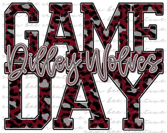 Dilley Wolves Leopard Spieltag digitales Design / Gepard Splatter Schule Teamgeist alle Sportarten/Sublimation Png Datei/sofortiger digitaler Download