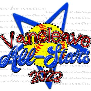 Vancleave All Stars softball 2 PACK digital design / game day / sublimation png file digital download / Vancleave all-stars school spirit