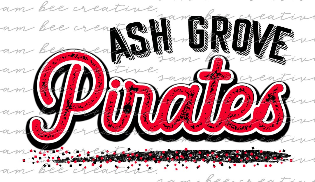 Ash Grove Pirates Retro Digital Design / Go Pirates Vintage Grunge