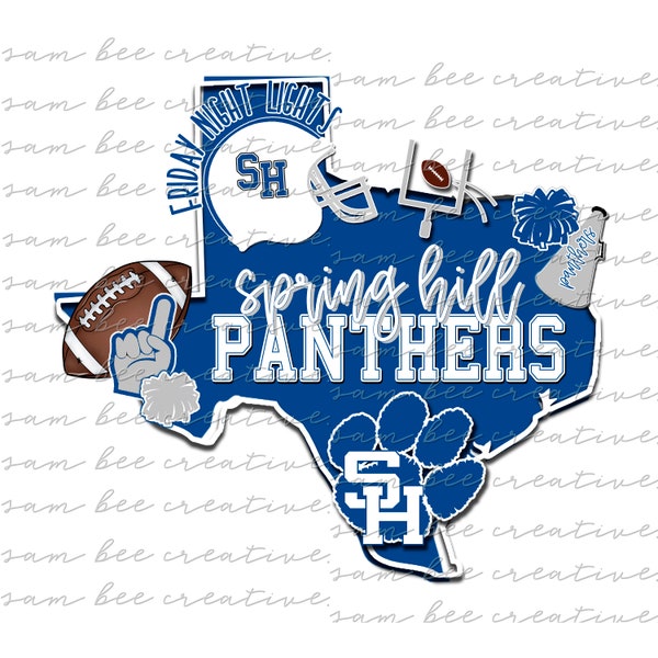 Sping Hill Panthers Texas football digital design /school spirit small town big state pride / sublimation png file /instant digital download