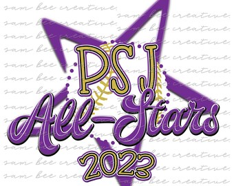PSJ 2023 All Stars softball digital design / baseball game day / sublimation png file digital download / PSJ all-stars school spirit