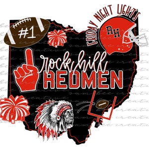 Rock Hill Ohio Fußball Digitales Design / Schulgeist Kleinstadt big state pride oh / Sublimation png Datei / direkter digitaler Download