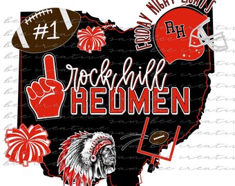 Rock Hill Ohio Fußball Digitales Design / Schulgeist Kleinstadt big state pride oh / Sublimation png Datei / direkter digitaler Download