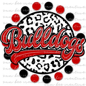Bulldogs leopard round game day digital design / sublimation png file / instant digital download /retro cheetah pattern baseball football