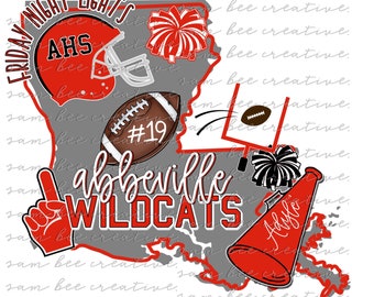 Abbeville Louisiana State Pride Digitales Design / Sublimation png Datei / sofortiger digitaler Download / Herbst Fußball Cheer Friday Night Lichter