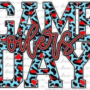 Oilers game day digital design / football baseball basketball softball leopard game day / sublimation png file / instant digital download
