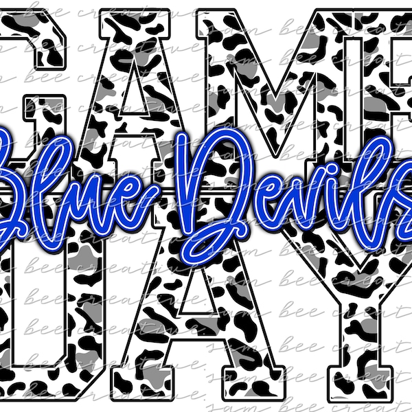 Blue devils game day digital design / football softball baseball leopard cheetah / sublimation png file download / instant digital download