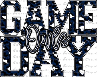 Owls game day digital design / sublimation png file / instant digital download / baseball softball leopard cheetah football basketball
