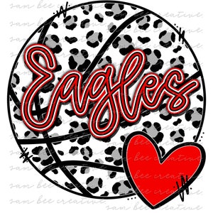 Eagles leopard basketball digital design / cheetah basketball game day / sublimation png file / instant digital download / red & black